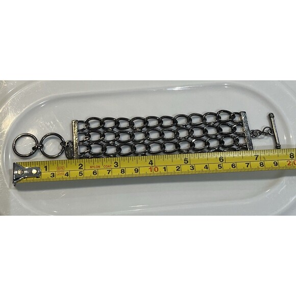 Cookie Lee Vintage 90s Chain Link Gun Metal Bracelet 7.5in Whimsygoth Punk Biker - Picture 5 of 6